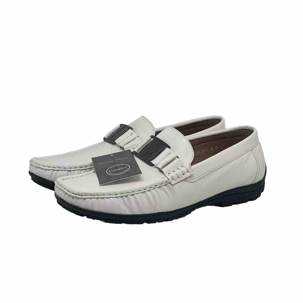 Bruno Marc Mens Comfort Slip On Loafers Moccasins Casual Nick 01 Sz 8.5 White